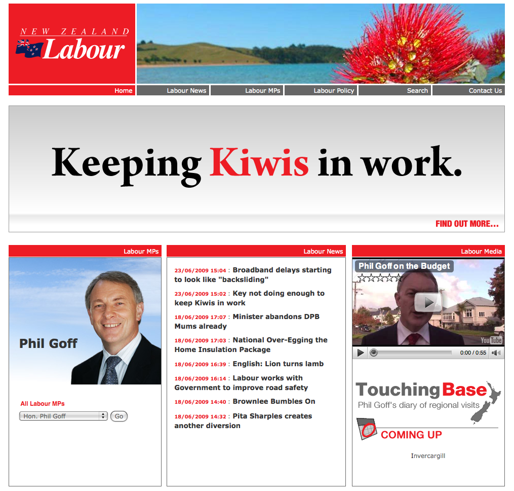 Screenshot of labour party's Drupal website
